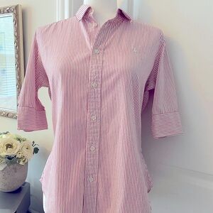 Pre-owned Ralph Lauren Sport Pink Stripe Super Slim Button-Down Shirt, SZ 12
